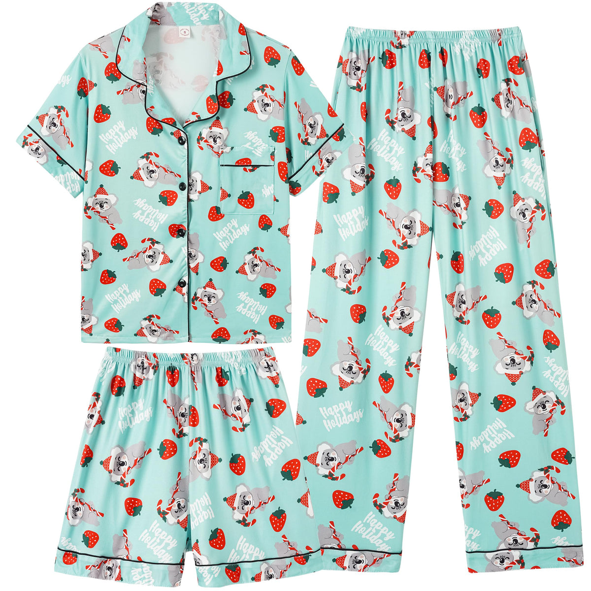 Vopmocld Girls Pajama Sets 3pcs Button Down Sleepwear For Teens 8-18 Years
