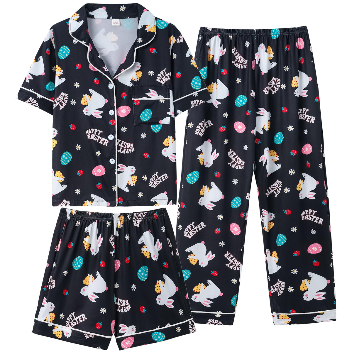 Vopmocld Girls Pajama Sets 3pcs Button Down Sleepwear For Teens 8-18 Years