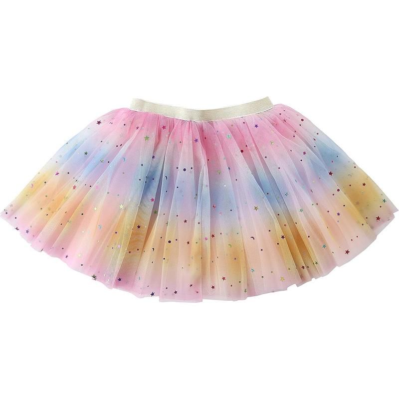 KF5-CPA025 Girls Layered Rainbow Tutu Skirt Dance Dress Ruffle Tiered Clubwear