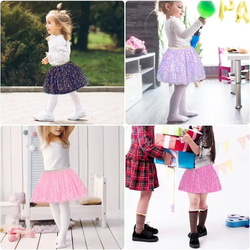 F-CPA03 Toddler Girls' Polyester Sequin Tulle Tutu Skirt - Jazz Tap Dance Costumes, Birthday Party Fashion Clothes