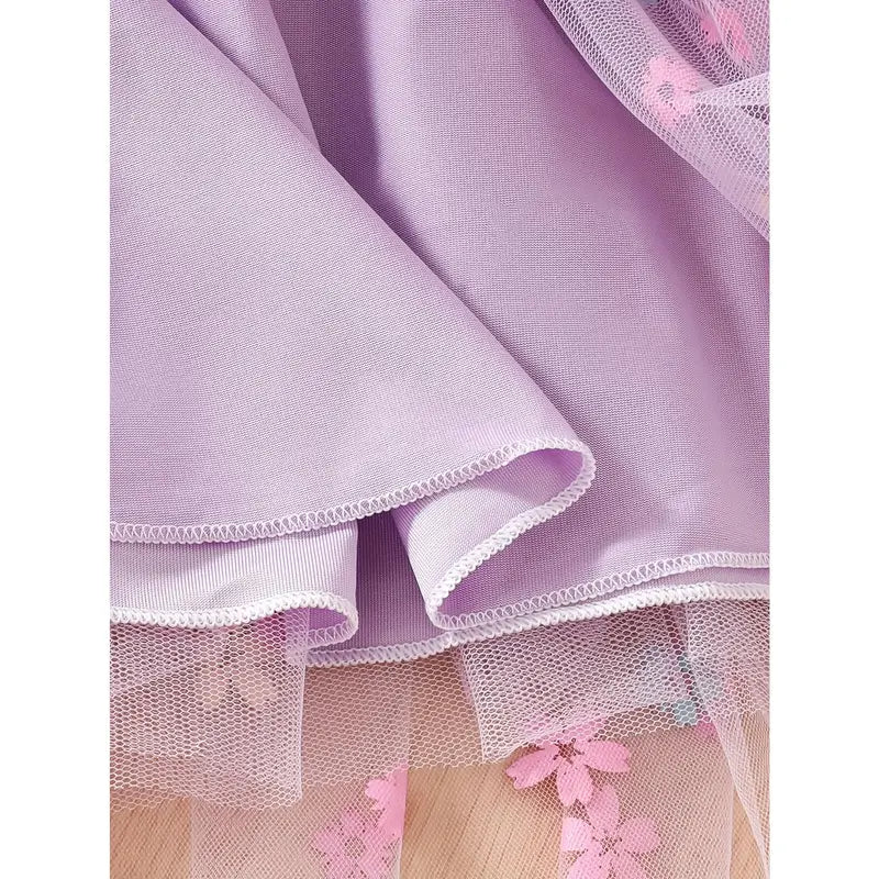 Girls' Sunflower Print Short Pleated Mesh Tutu Skirt - Elastic Waistband, Breathable Fabric, Princess Silhouette, All-Season Skirt for Festival, Birthday Party