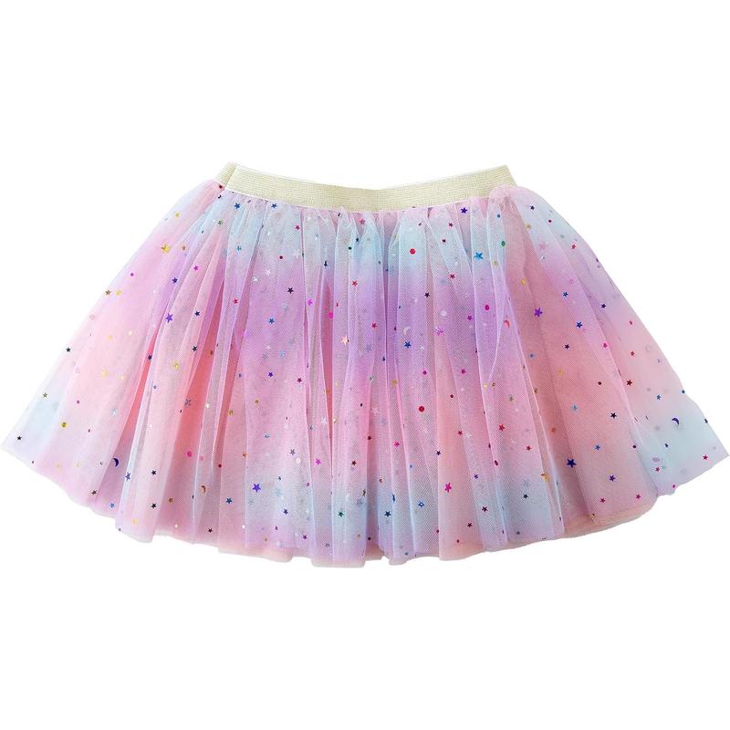 KF5-CPA025 Girls Layered Rainbow Tutu Skirt Dance Dress Ruffle Tiered Clubwear