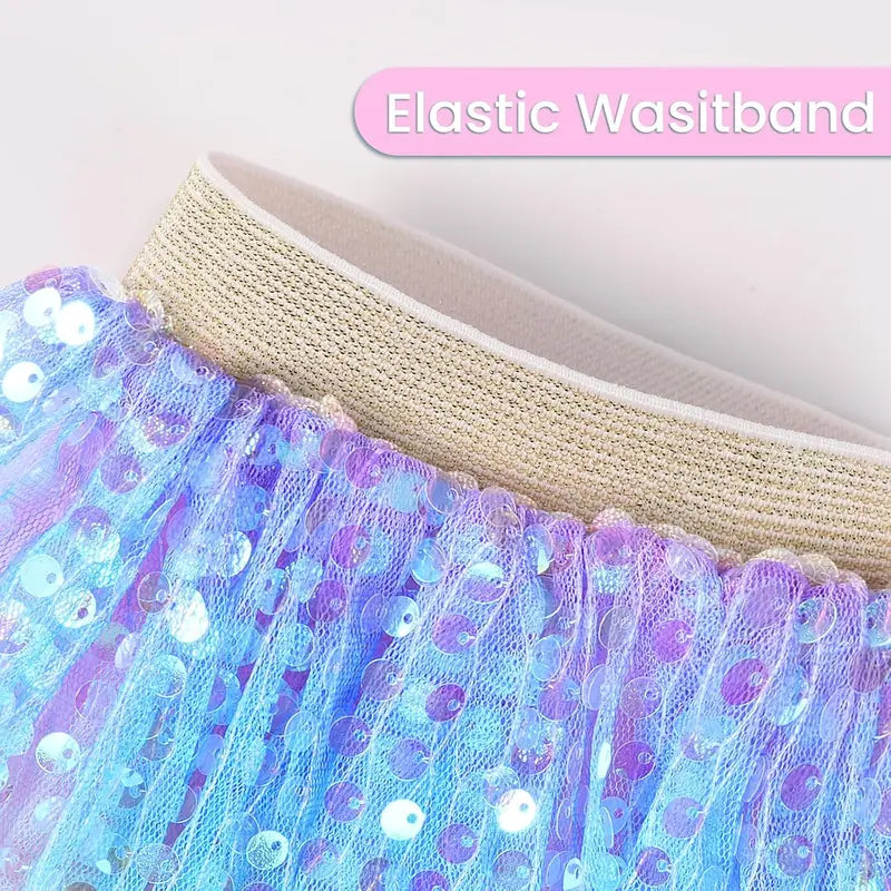 F-CPA03 Toddler Girls' Polyester Sequin Tulle Tutu Skirt - Jazz Tap Dance Costumes, Birthday Party Fashion Clothes